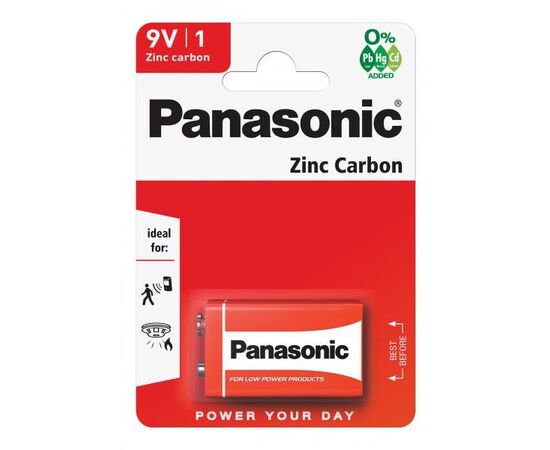  Элемент питания PANASONIC  6F22 (крона) Zinc Carbon BL1   (12/60) 