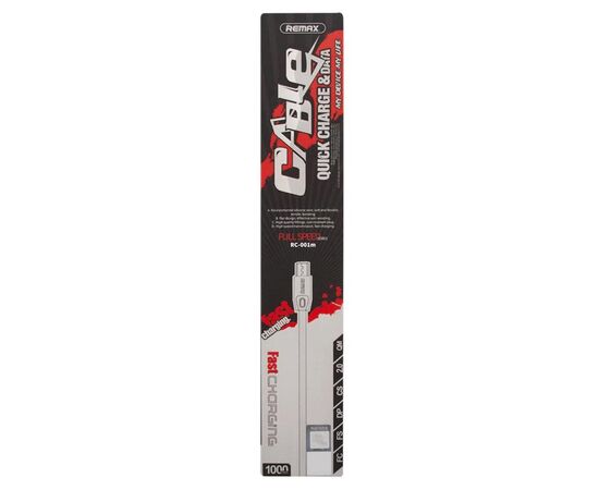  Кабель USB REMAX RC-001m Full Speed USB - MicroUSB, 2.1А, 1 м, белый 