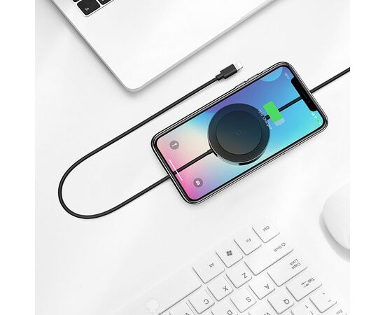  Кабель USB BASEUS с беспроводной зарядкой USB - Lightning, 3A, 17W, 1.2 м, черный 
