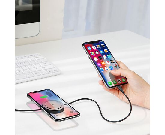  Кабель USB BASEUS с беспроводной зарядкой USB - Lightning, 3A, 17W, 1.2 м, черный 