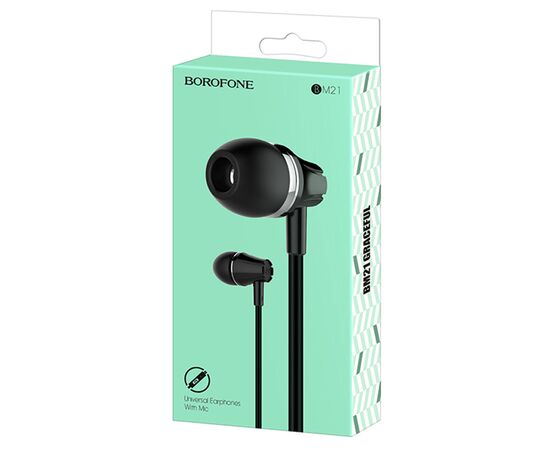  Проводные наушники BOROFONE BM21 Graceful, Jack 3.5mm, 1.2 м, черный 