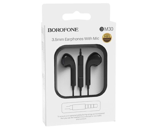  Проводные наушники BOROFONE BM30 Original, Jack 3.5mm, 1.2 м, черный 