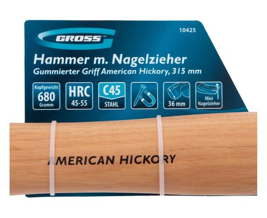  Молоток-гвоздодер GROSS American Hickory (10425) 680 г, угол 75, магнит, обрезиненная рукоятка 