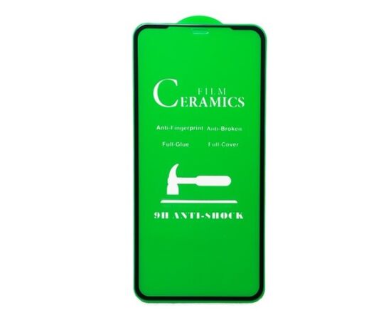 Защитная пленка Ceramics для iPhone 13 Pro Max 6.7"/ iphone 14 Plus 6.7", гибкое глянцевое, прозрачный+черная рамка 