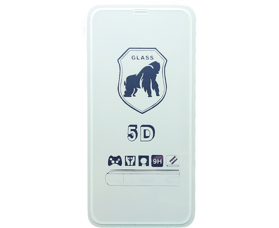 Защитное стекло Gorilla Glass 5D для iPhone XR/11, Full Glue 2.5D, прозрачный+белая рамка 