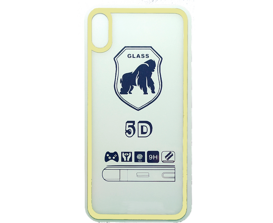  Защитное стекло заднее Gorilla Glass 5D для iPhone XS Max/11 Pro Max, Full Glue 2.5D, прозрачный+золотая рамка 