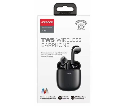  Беспроводные наушники TWS JOYROOM JR-T13 TWS, Bluetooth, черный 