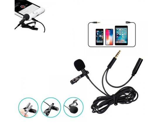  Микрофон CANDC DC-C5, петличный, Jack 3.5mm+AUX, черный 