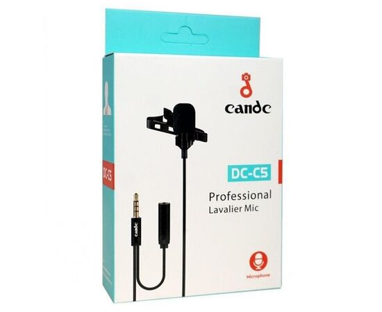  Микрофон CANDC DC-C5, петличный, Jack 3.5mm+AUX, черный 
