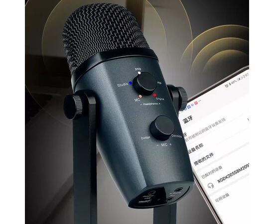  Микрофон универсальный кардиоидный JMARY MC-PW10, Type-C+Bluetooth+AUX, черный 