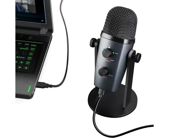  Микрофон универсальный кардиоидный JMARY MC-PW10, Type-C+Bluetooth+AUX, черный 