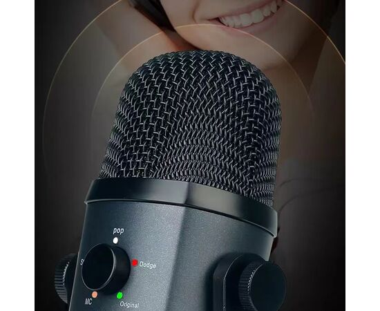  Микрофон универсальный кардиоидный JMARY MC-PW10, Type-C+Bluetooth+AUX, черный 