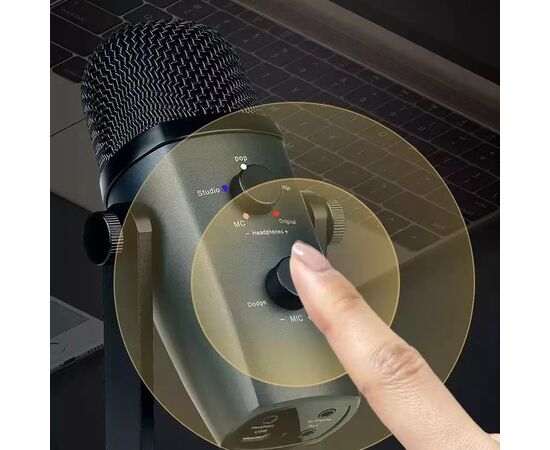  Микрофон универсальный кардиоидный JMARY MC-PW10, Type-C+Bluetooth+AUX, черный 