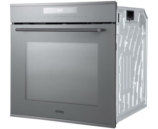  Духовой шкаф Korting OKB 1340 GBXGr MW серое стекло+черная нержавеющая сталь 