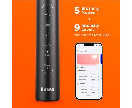  Электрическая зубная щетка Bitvae S2 Toothbrush (S2 Black) (чехол 8 насадок) с поддержкой прилоложения для смартфонов (S2) GLOBAL, черная 