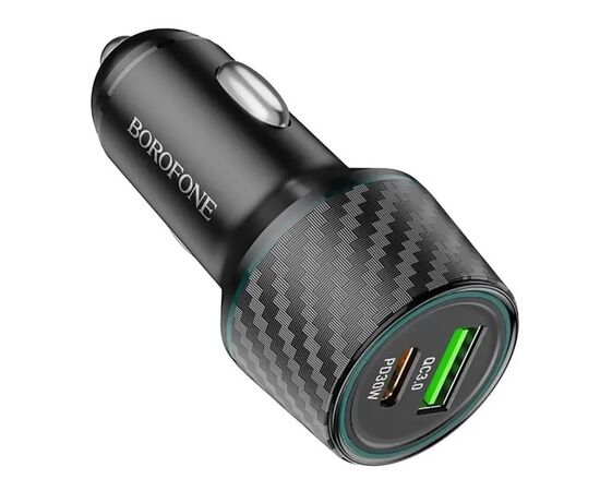  Адаптер Автомобильный Borofone BZ21 Brilliant PD/QC3.0 48W USB/Type-C (black carbon) (219464) 