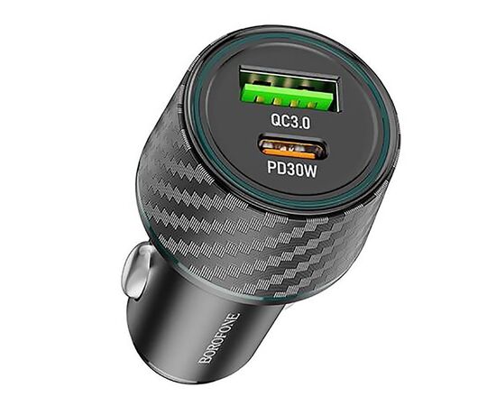  Адаптер Автомобильный Borofone BZ21 Brilliant PD/QC3.0 48W USB/Type-C (black carbon) (219464) 