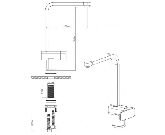  Смеситель для кухни EMAR Quartz 3014.1 сардоникс 