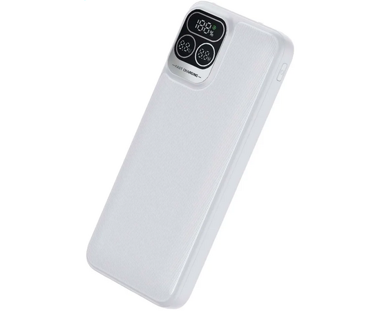  Powerbank Perfeo Atomic Age PF_E1473 10000mAh LED дисплей PD + QC 3.0 Type-C 2 USB Выход 5A, max 22.5W White 