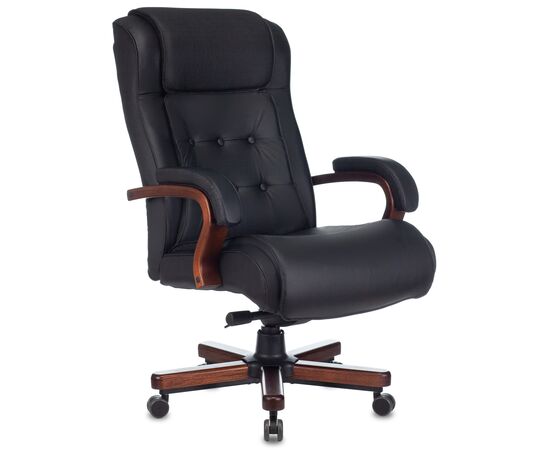  Кресло  Бюрократ T-9926Walnut/Black кожа черный 