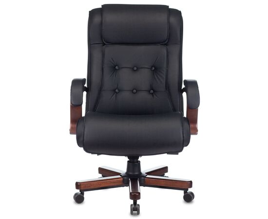  Кресло  Бюрократ T-9926Walnut/Black кожа черный 