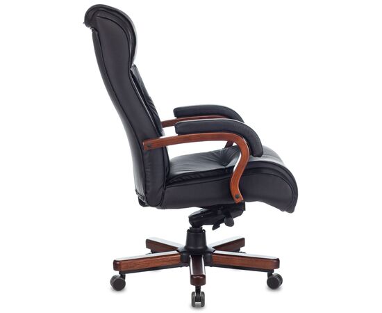  Кресло  Бюрократ T-9926Walnut/Black кожа черный 