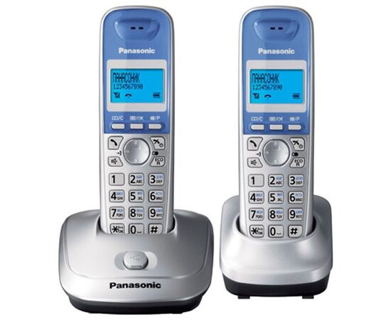  Радиотелефон Panasonic KX-TG2512RUS (серебристый, 2 трубки) 