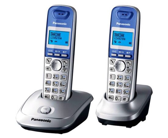  Радиотелефон Panasonic KX-TG2512RUS (серебристый, 2 трубки) 