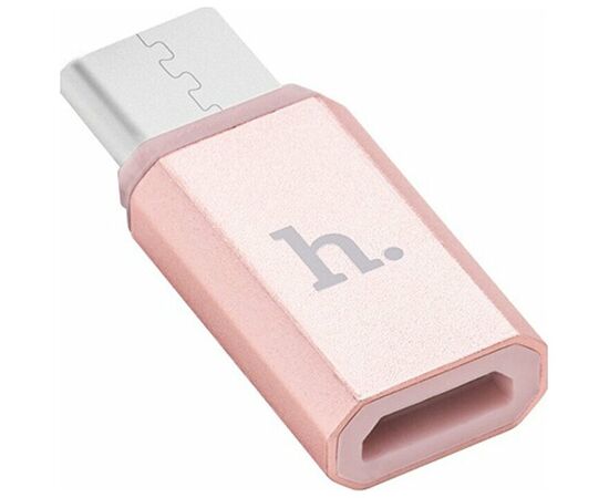  Переходник Type-C - микро USB(f) HOCO, плоский, пластик, цвет: розовое золото (1/200/1200) 