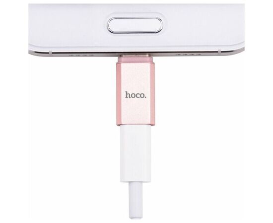  Переходник Type-C - микро USB(f) HOCO, плоский, пластик, цвет: розовое золото (1/200/1200) 