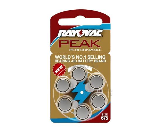  Элемент питания RAYOVAC PEAK 675, для слуховых аппаратов (6/60/300) 