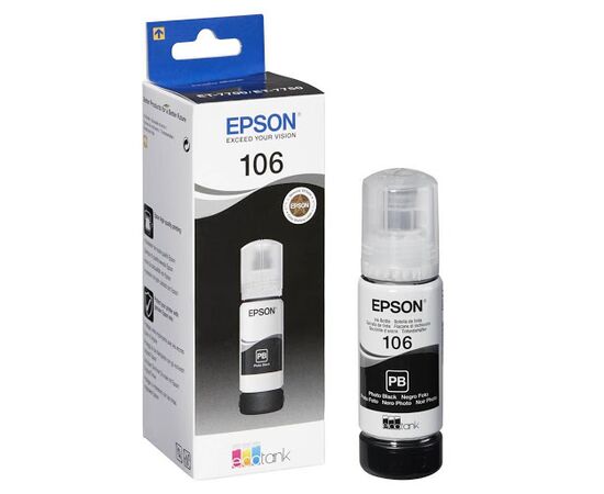  Картридж струйный Epson 106BK C13T00R140 черный (70мл) для Epson L7160/7180 