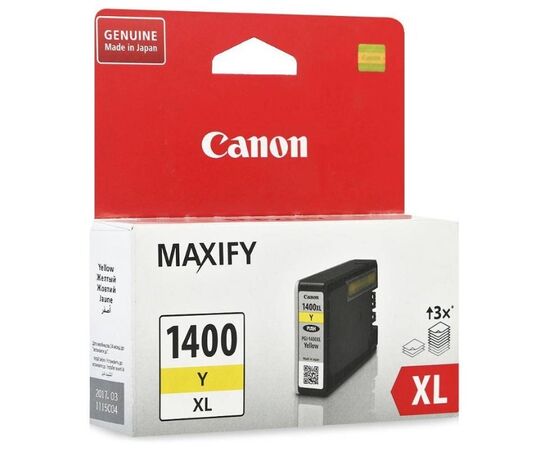  Картридж PGI-1400XL Y для MAXIFY Canon МВ2040 и МВ2340. Желтый. 900 страниц. 
