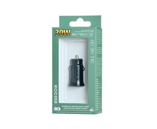  АЗУ REMAX Siya Series 30W PD+QC Multi-compatible Fast Car Charger RCC358 (черный) 