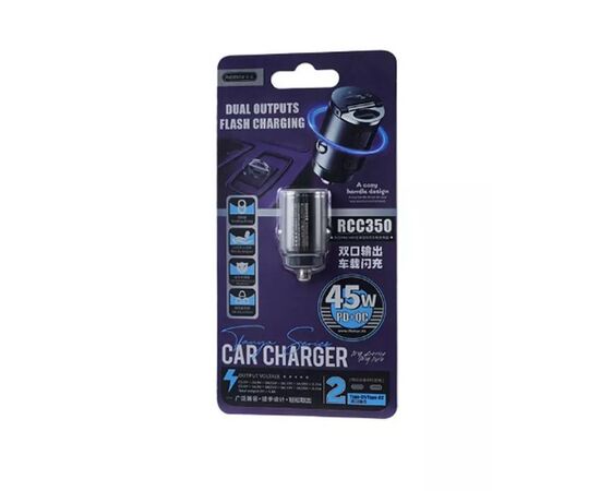  АЗУ REMAX Tanya PRO MAX Series 45W  PD+QC  Dual Type-C All-compatible Fast Car Charger RCC350 (черный) 
