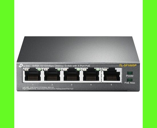  TP-LINK SMB TL-SF1005P, Коммутатор 5-портовый 10/100 Мбит/с настольный с 4 портами PoE 
