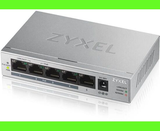  Коммутатор Zyxel GS1005HP-EU0101F 5G 4PoE+ 60W неуправляемый 