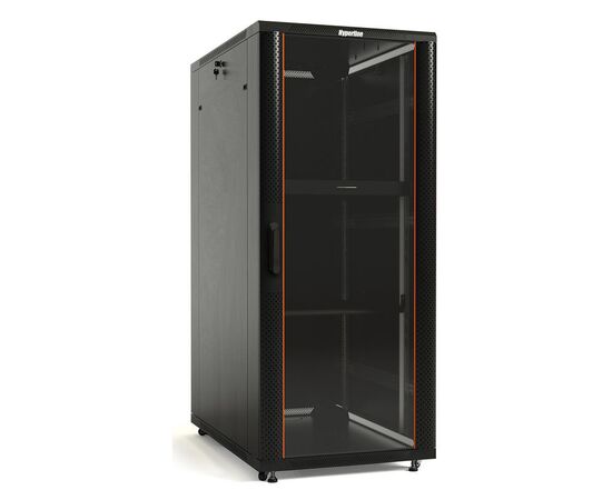  Шкаф коммутационный Hyperline TTB-4268-AS-RAL9004 напольный 42U 600x800мм пер.дв.стекл задн.дв.спл.стал.лист черный 