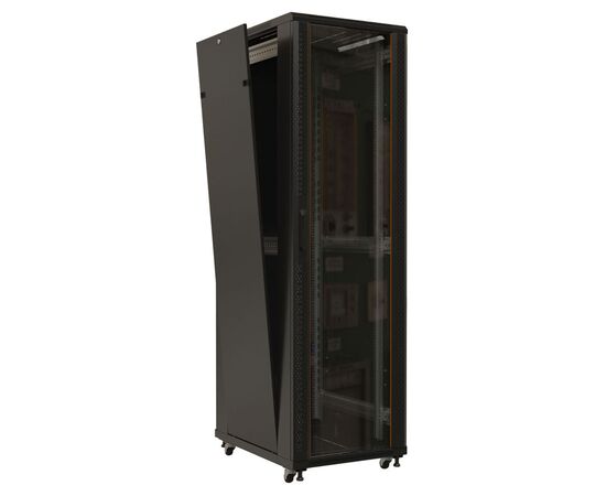  Шкаф коммутационный Hyperline TTB-4268-AS-RAL9004 напольный 42U 600x800мм пер.дв.стекл задн.дв.спл.стал.лист черный 