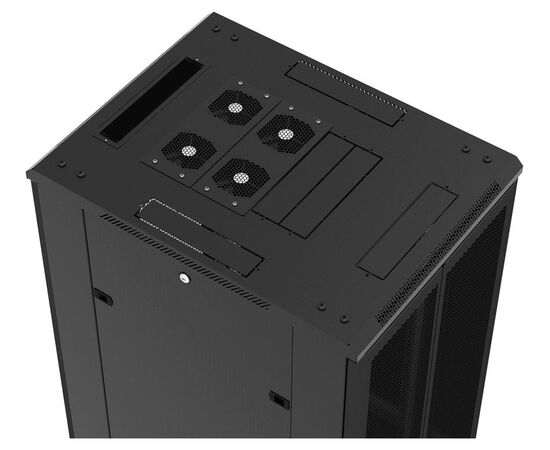  Шкаф коммутационный Hyperline TTB-4268-AS-RAL9004 напольный 42U 600x800мм пер.дв.стекл задн.дв.спл.стал.лист черный 