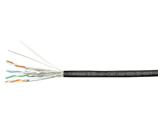  Кабель витая пара Cabeus STP-4P-Cat.6a-Solid-Out-LSZH-UV категория 6a 4 пары одножильный 