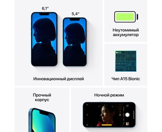  Смартфон Apple A2633 iPhone 13 (MLPK3HN/A) 4Gb/128Gb/синий 