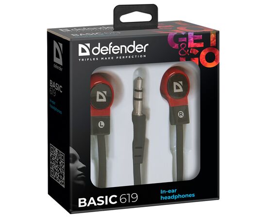  Проводные наушники внутриканальные Defender Basic-619 Jack 3,5  (black/red) (218096) 