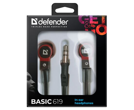  Проводные наушники внутриканальные Defender Basic-619 Jack 3,5  (black/red) (218096) 