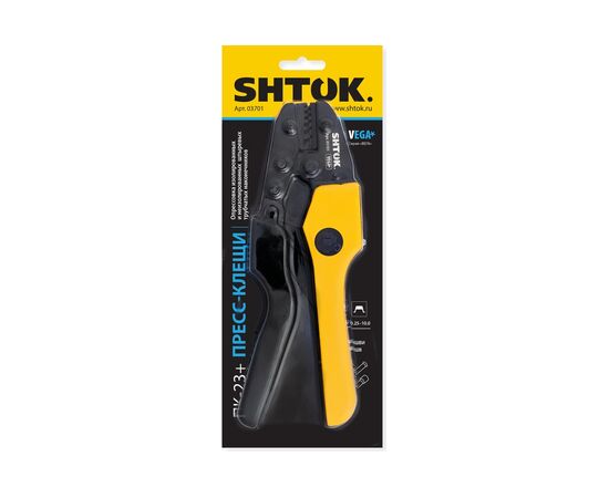  Пресс-клещи SHTOK ПК-23+ Vega 03701 матрица, профиль трапеция, 0.25-10.0 мм 