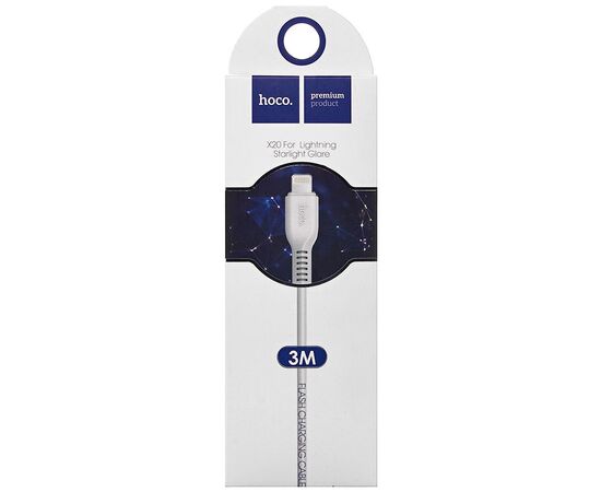  Кабель USB - Apple lightning Hoco X20 Starlight Glare 300см 2,4A (white) (82027) 