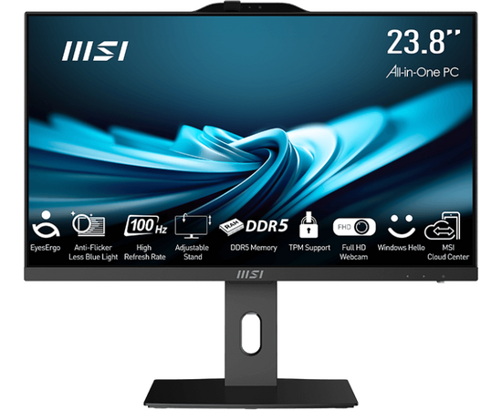  Моноблок MSI Pro AP242P 14M-661XRU (9S6-AE0621-661) 23.8" Full HD i7 14700 (2.1) 16Gb SSD512Gb UHDG 770 noOS GbitEth 120W клав.+м Cam черный 
