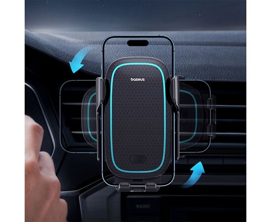  Автомобильный держатель BASEUS Milky Way Pro Wireless Charging, зажимной с беспроводной зарядкой, 15W, на воздуховод, черный 