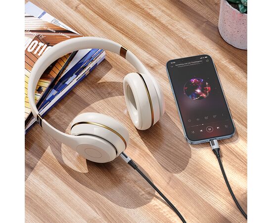  Аудиокабель BOROFONE BL19 AUX Jack 3.5 (m) - Lightning (m), 1 м, черный 