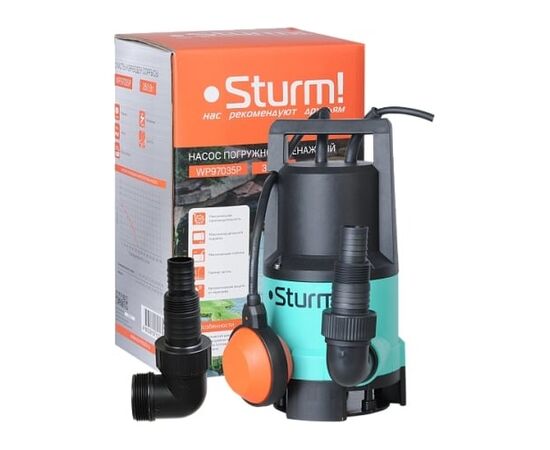  Насос дренажный Sturm! WP97035P погружной для грязной воды 350Вт, част. до 25 мм, 116л/мин, напор 6м 